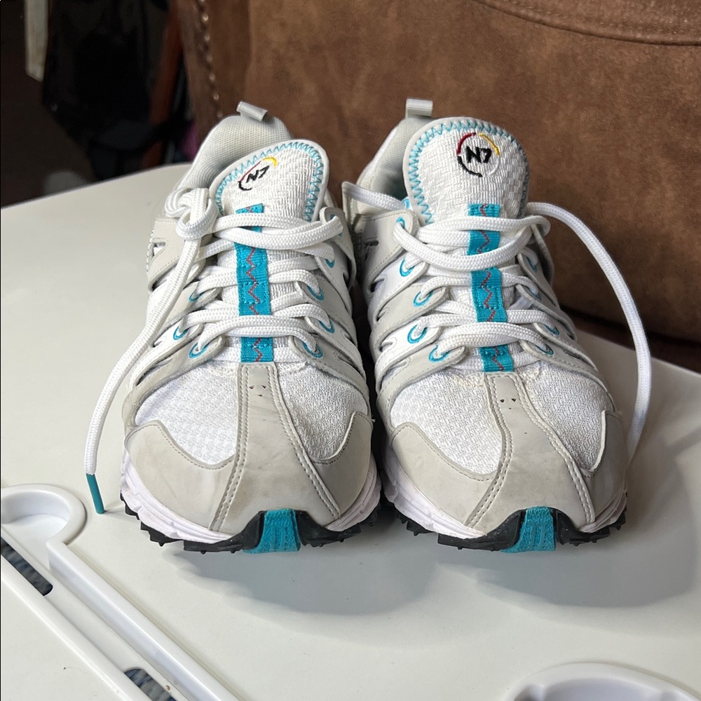Nike White and Teal Athletic Shoes